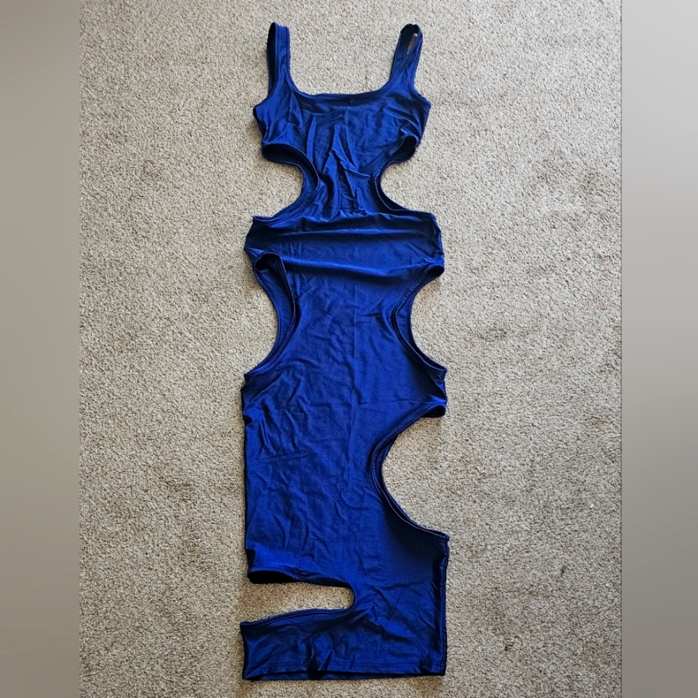 Navy Blue Summer Cut-out Dress